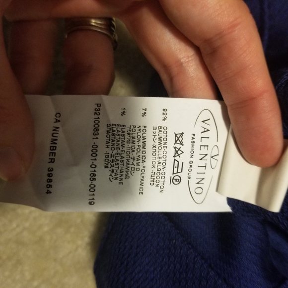 M by Missoni Size 12 Dark Blue Strapless Sheath Belted Cotton Designer Dress - Picture 6 of 8